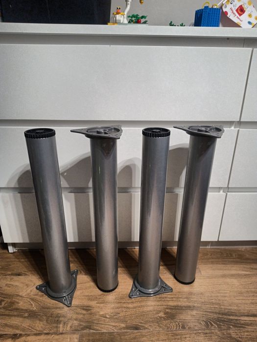 Komplet 4 nóg do stołu biurka dziecięcego ławy  stolik ogrodowy regulowane 52 cm srebrne solidne