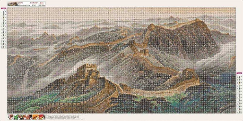 Diamond painting, haft diamentowy, Wielki Mur, 100x50cm, round drills, zestaw nowy