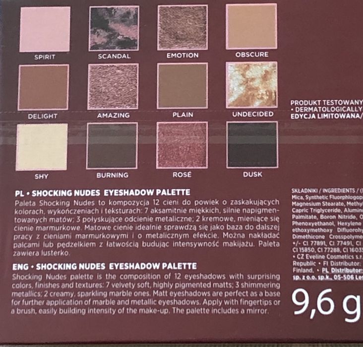 Paleta cieni do oczu Eveline Nudes Shocking