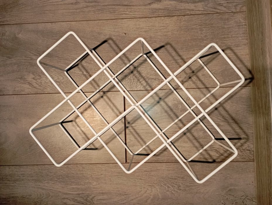 Stojak metalowy biały na wino, regał, szafka, półka 8 butelek