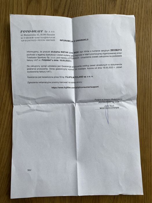 Drukarka INSTAX Link WIDE Ash White Jak nowa + Gwarancja WESELE ŚLUB