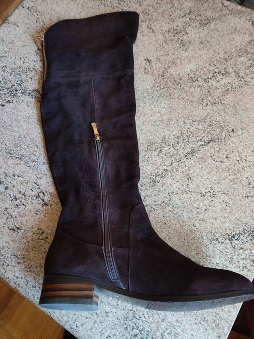 Чоботи - ботфорти з натуральної замші