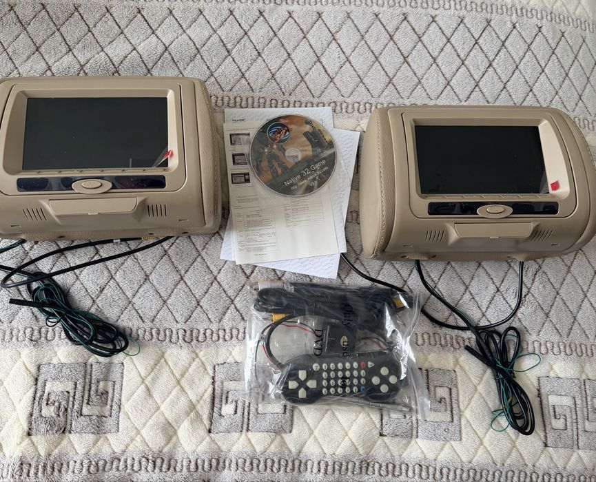 Підголовники з монітором Klyde Ultra 745 HD Beige c DVD ,USB ,SD .