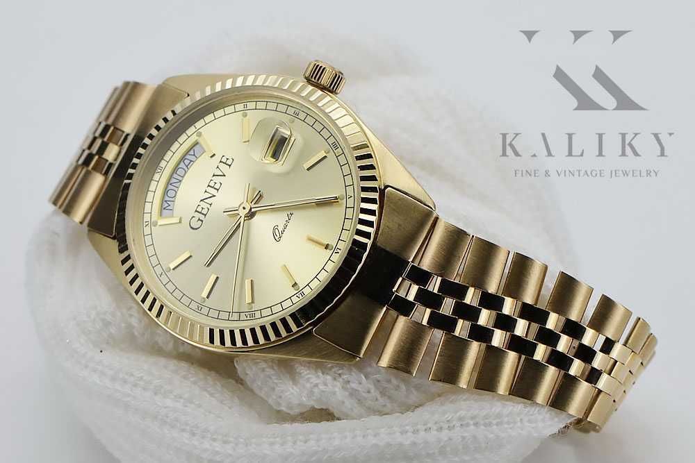 Złoty zegarek z bransoletą męski 14k Geneve mw013ydy&mbw018y  Kraków biżuteria 64g