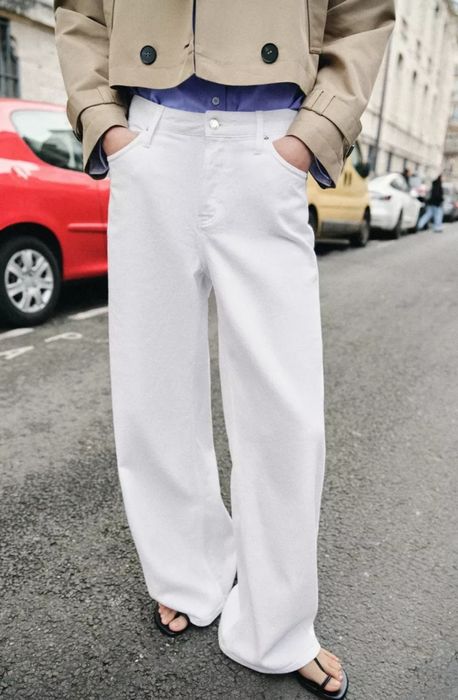 Джинси Білі. Широкі. ZARA .LOOSE WIDE-LEG MID-WAIS  32/34 розмір Нові
