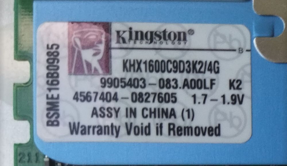 ОЗУ Kingston DDR3 2 x 2 = 4 Gb