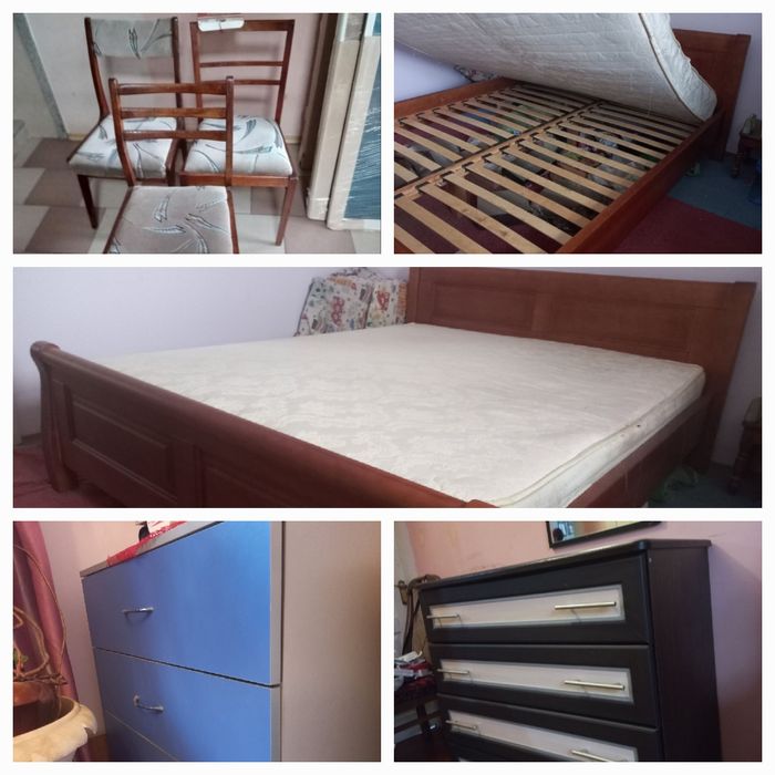Кровать дерев'яна комоди та стільці
