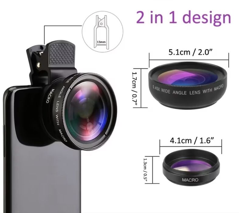 Макро лінза об'єктив на телефон 2в1 0.45X