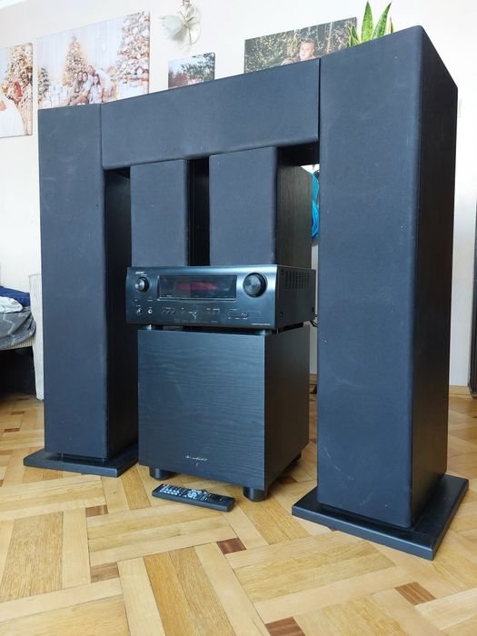 Kino Domowe Denon Amplituner Kolumny Wharfedale Subwoofer Aktywny