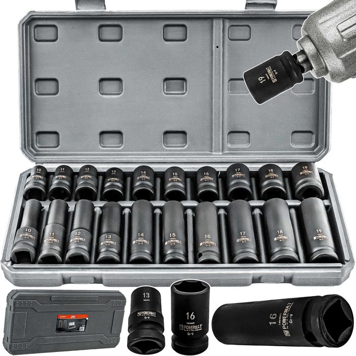 nasadki udarowe hex 1/2 cr-v 20 szt 38mm 78mm PM-ZNU-1019T