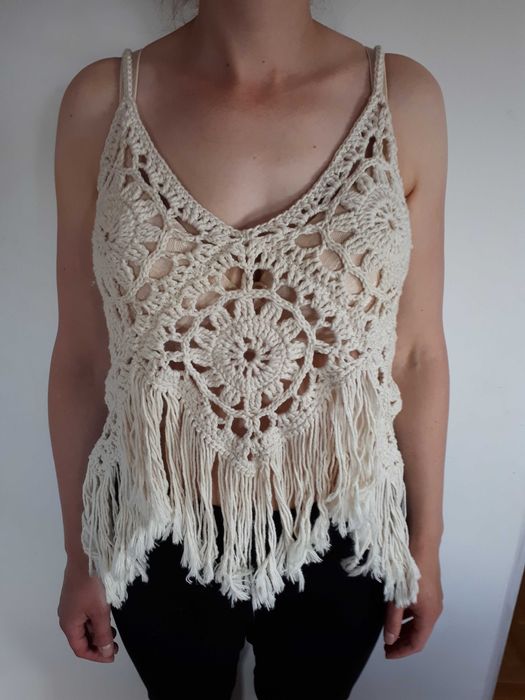 Top letni Boho- ażur, wykonany na szydełku- handmade