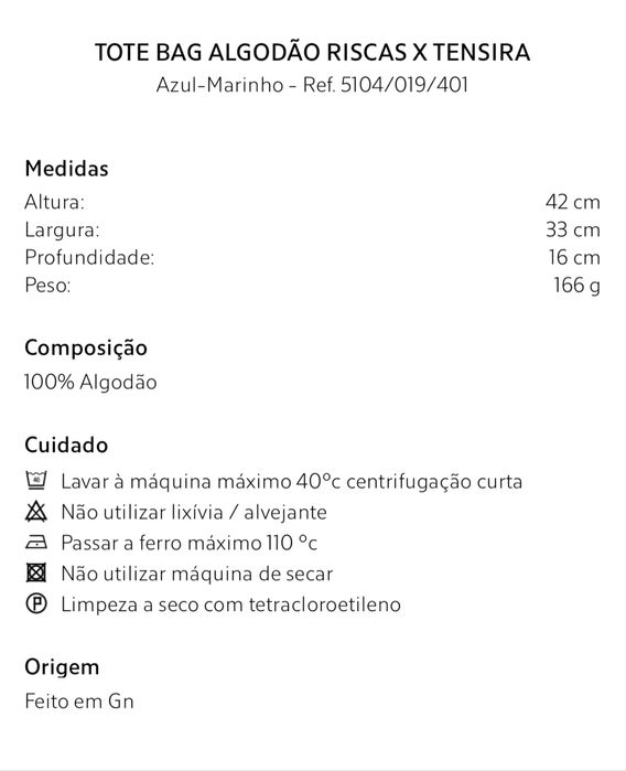 Tote Bag Algodão Riscas X TENSIRA Zara Home NOVO