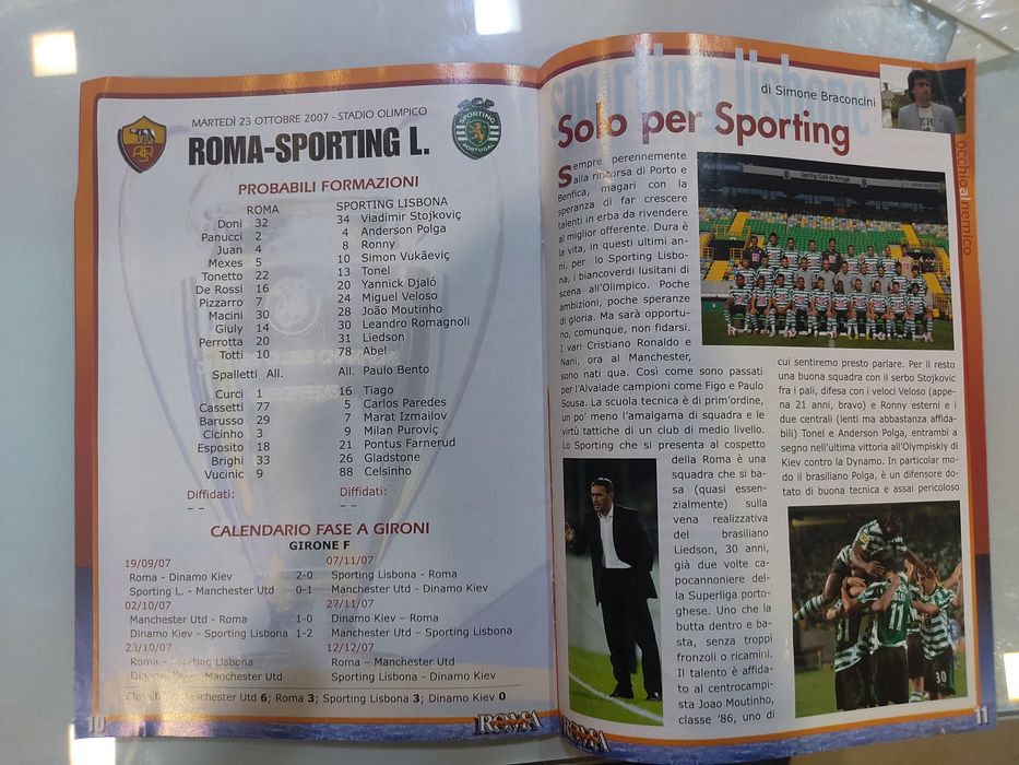 Programa oficial Roma Sporting Champions league 2007/ 08