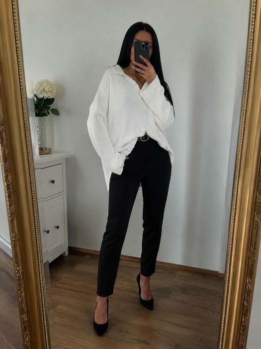 Biały sweter z bawełny, 44