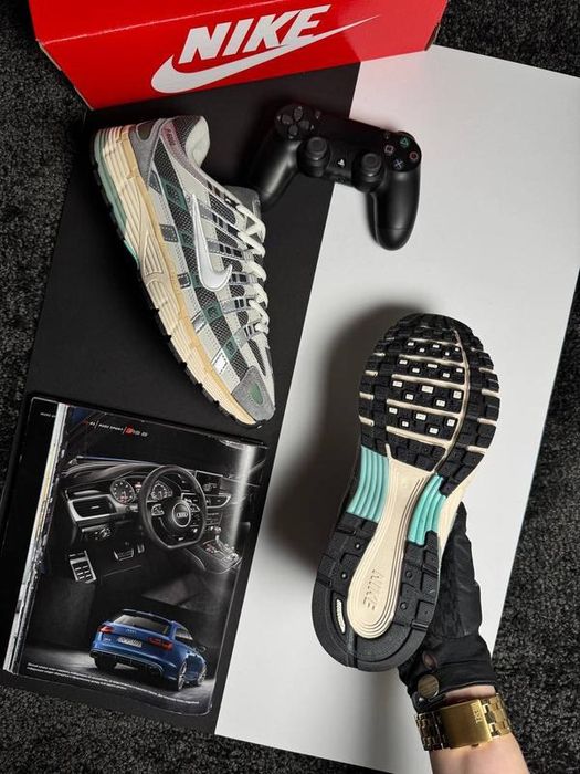 Жіночі Nike P-6000 Grey Green сіро-зелені люкс матеріали