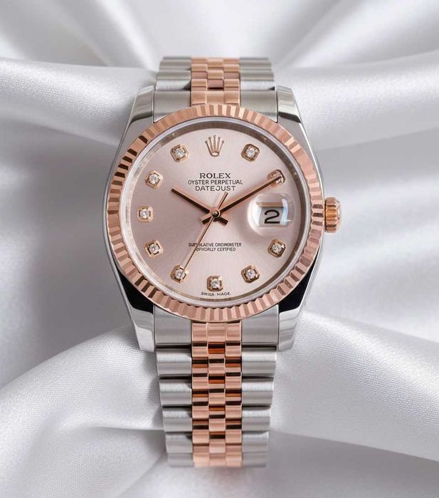 Zegarek Rolex Datejust 36 różowa tarcza z diamentami