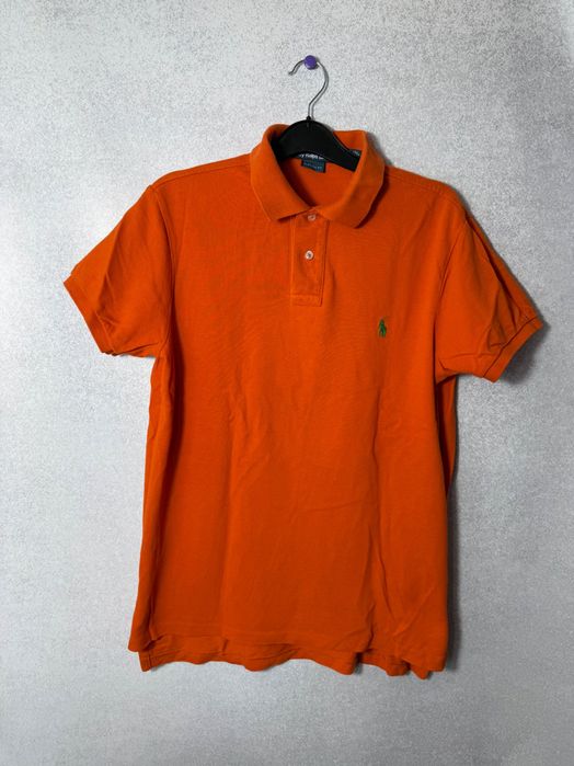 Koszulka Polo Ralph Lauren M pomarańczowa logowana custom fit