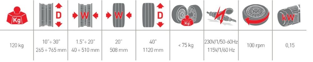 Wyważarka osobowa do kół M&B MB600P, Nowa, Włoska, Wulkanizacja