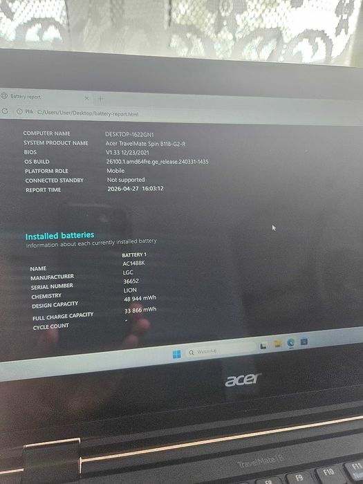 Laptop Acer TravelMate B IntelPentiumN5000/8GBRAM/128GB