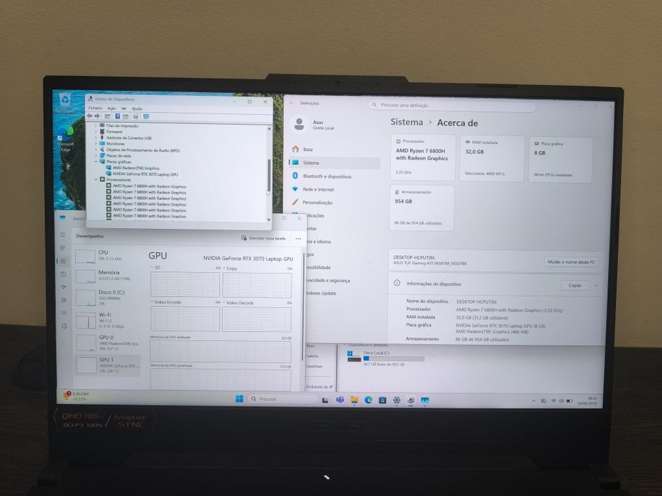 Asus TUF R7 3070RTX 32 RAM 1TB 3x Sem Juros