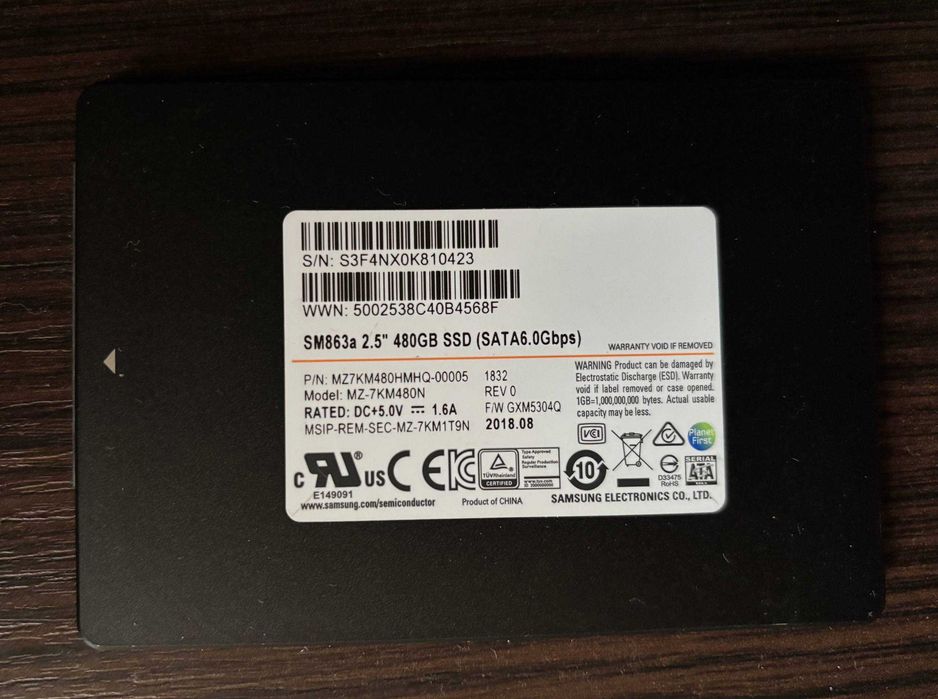SSD MLC! Samsung SM883 480 Gb (SM863а, MICRON 5300 MAX)