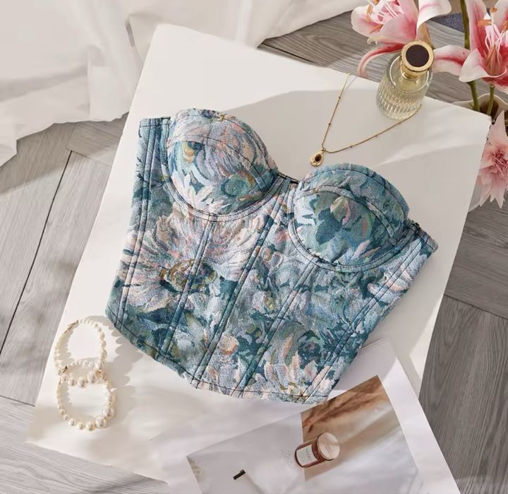 Корсет жіночий вінтажний з квітковим принтом