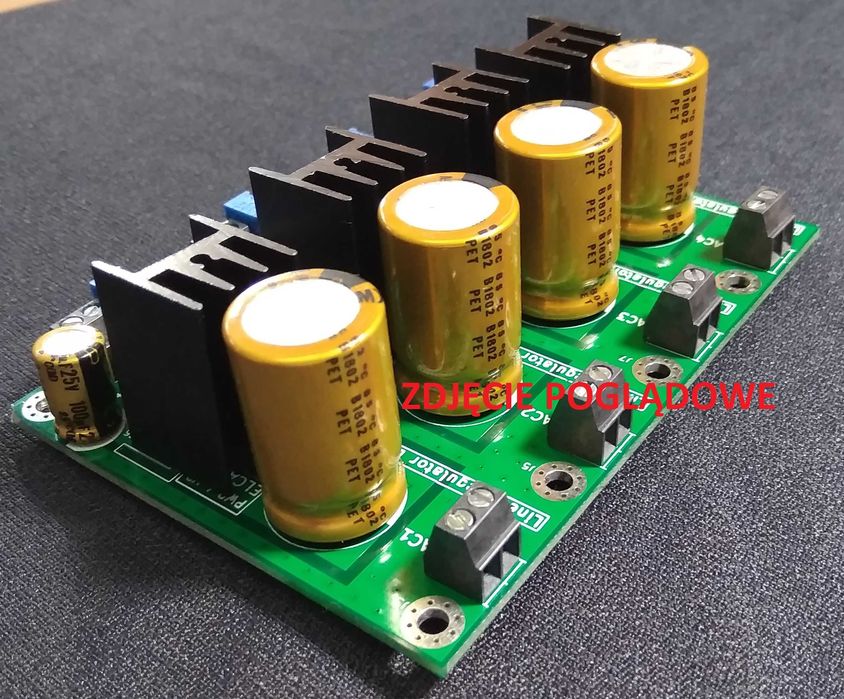 Płytka PCB zasilacz 4 torowy audio LM317