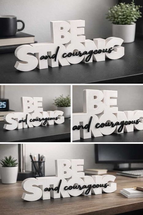 Placa 3D de Mesa - BE STRONG and courageous