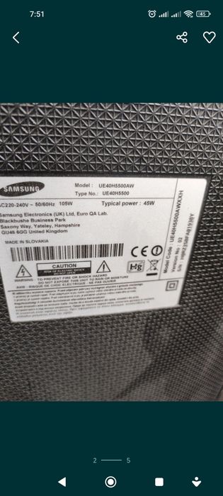 Samsung ue40h5500aw Części