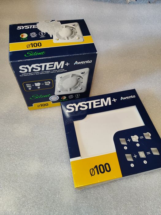 Zestaw NOWE wiatrak wentylator do łazienki 100 System+ Awenta korpus