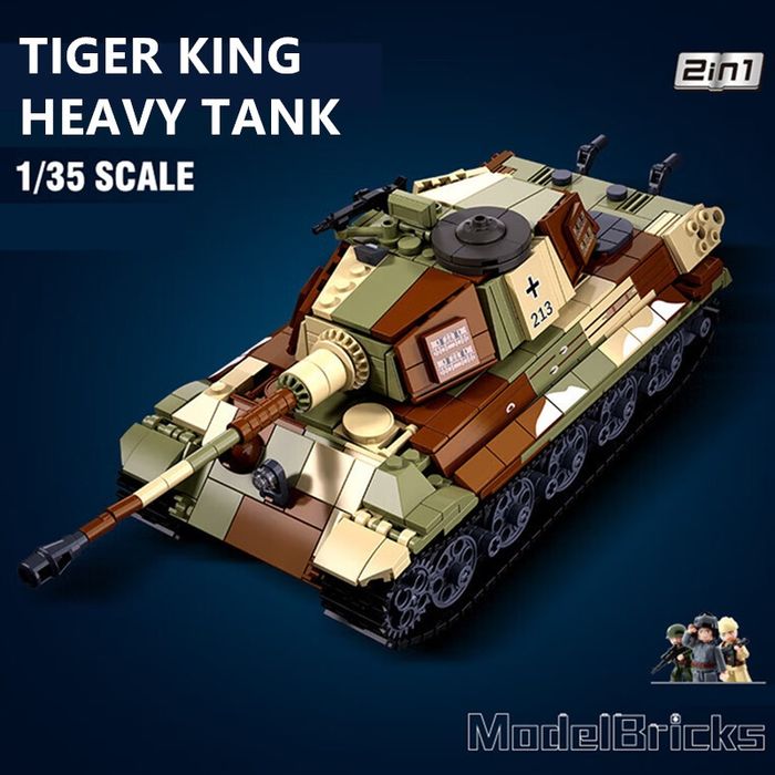 Klocki czołg Tygrys Królewski, skala 1:35, King Tiger lub Jagdtiger