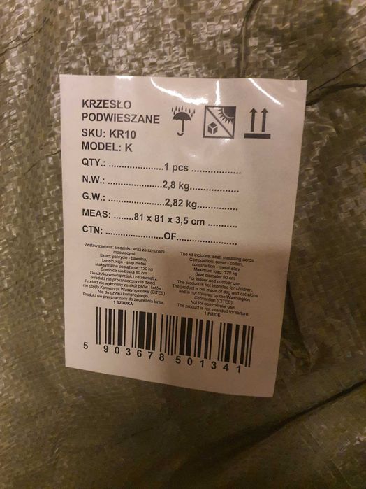 Fotel wiszący bocianie gniazdo hamak BOHO, huśtawka