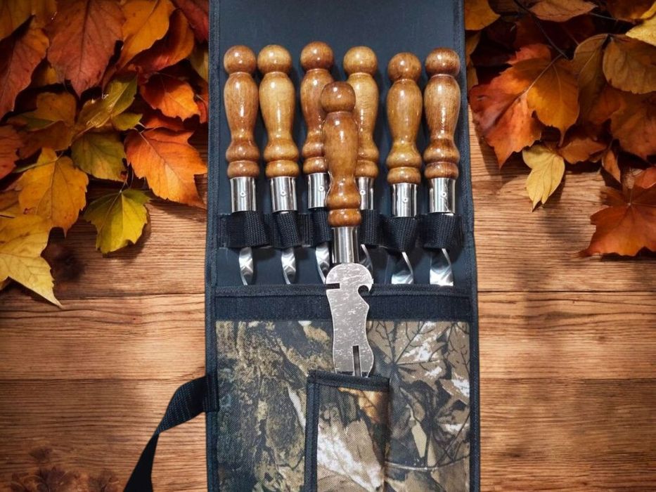 Подарочный набор шампуров в чехле, набір шампурів у чохлі