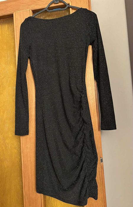 Sinsay czarna sukienka S – NOWA, błyszcząca, dopasowana