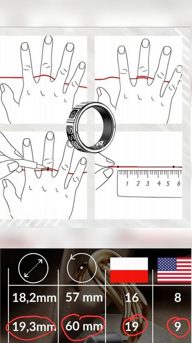 Smart Ring Inteligentny Pierścień WYŚWIETLACZ - Tryby Sportowe Kalorie