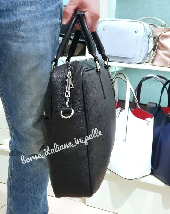 Чоловічий італійський портфель із натуральної шкіри