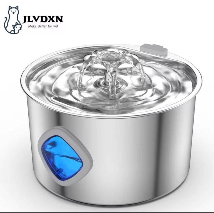 Тихий гарний фонтан для котика 3.2 л нержавіюча сталь.