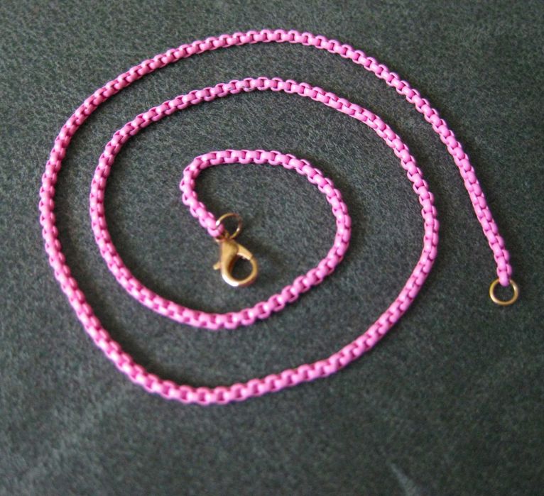 Colar Esmaltado Rosa c/ Flor Esmaltada Rosa NOVO