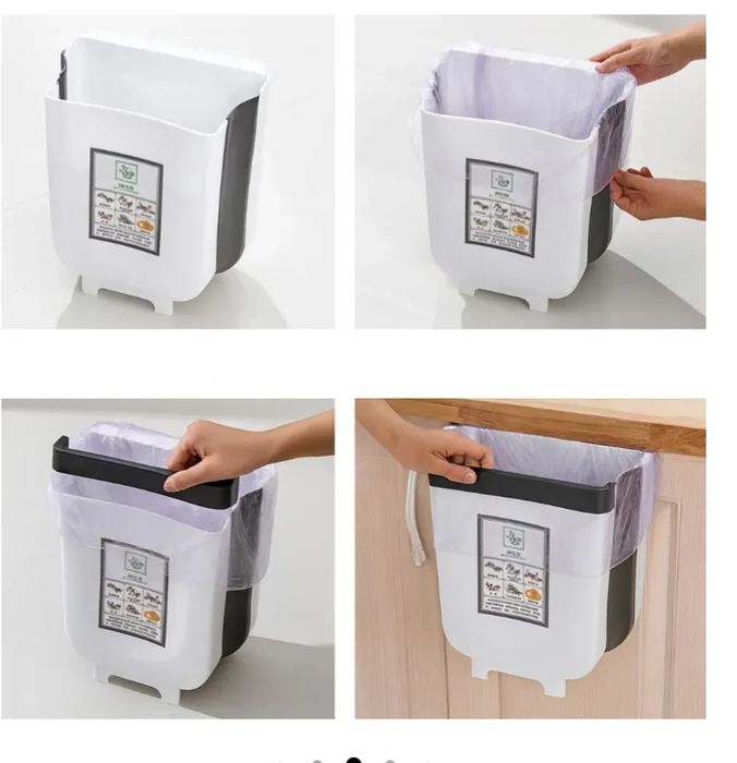 Складаний контейнер для сміття на двері кухня(29×25×15,5см) Білий / Ві