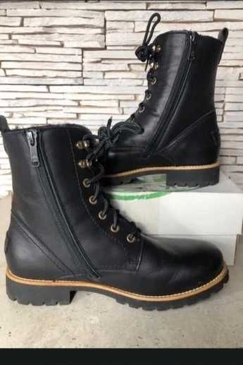 Czarne workery botki trapery Panama sznurowane na suwak r. 39