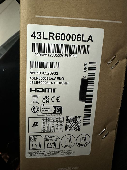 TV LG  nova 43’, selada caixa