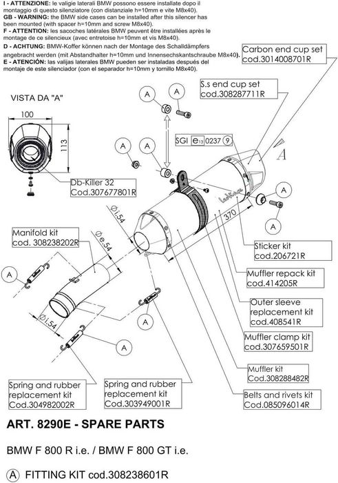Końcówka wydechu Bmw f800 wydech leovince