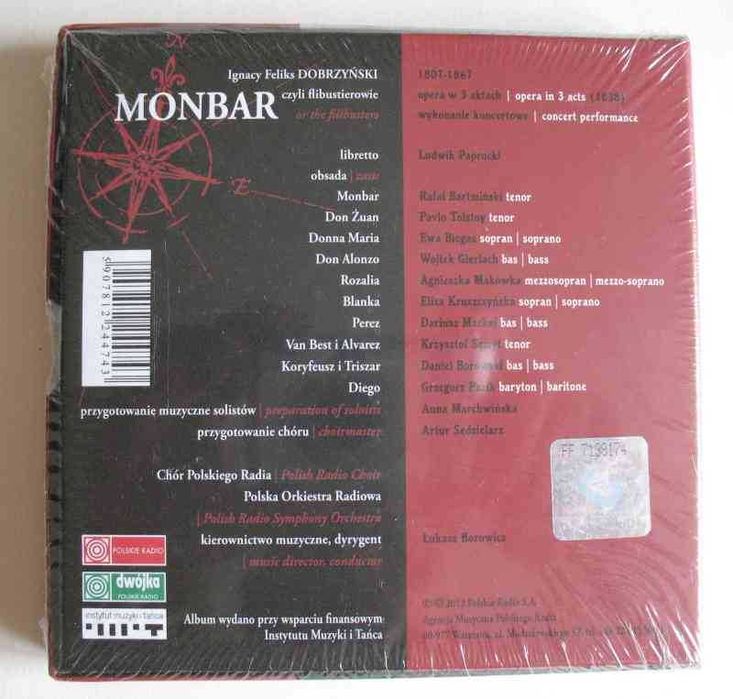 Ignacy F. Dobrzyński  MONBAR czyli Flibustierowie  opera 3 x CD folia