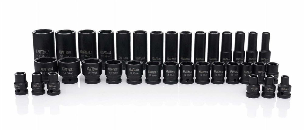 ZESTAW NASADEK UDAROWYCH nasadki Udarowe Długie Krótkie 1/2" 35EL 8-32