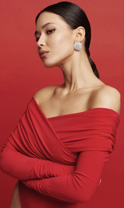 Боді червоний зі зборками