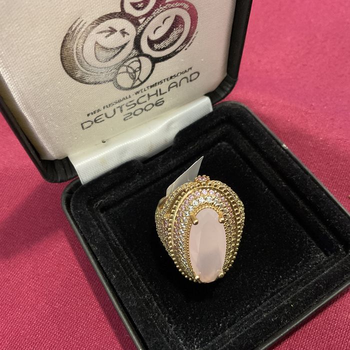 Anel senhora prata banhada ouro medida 17 mm