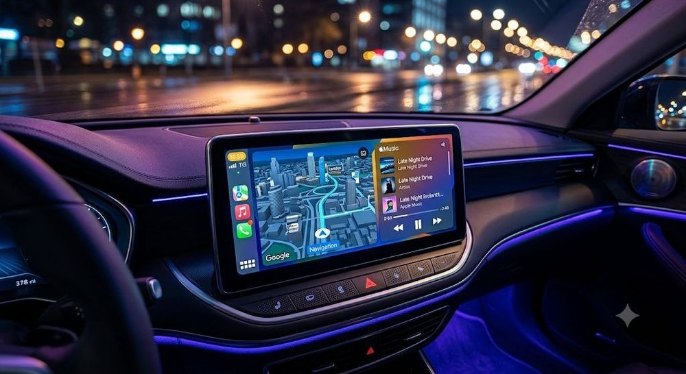 Ekran CarPlay Android Auto bezprzewodowy Podofo 9,3" + kamera cofania
