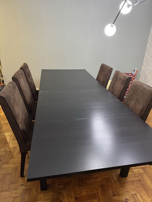 Mesa extensivel com 6 cadeiras (175/217/259)