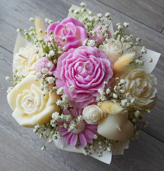 Flower Box świec sojowych 12-14 szt. Ślub Dzień Nauczyciela Candle Box