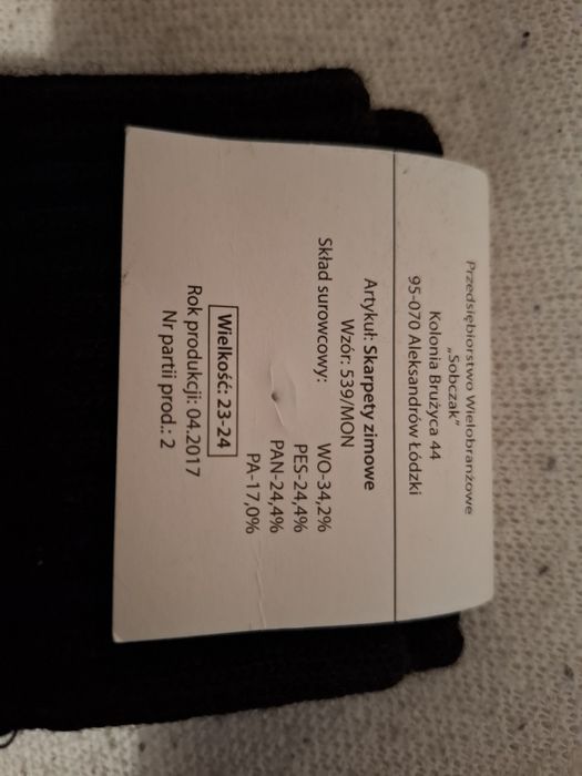 Skarpety czarne zimowe wojskowe MON roz. 37-39.